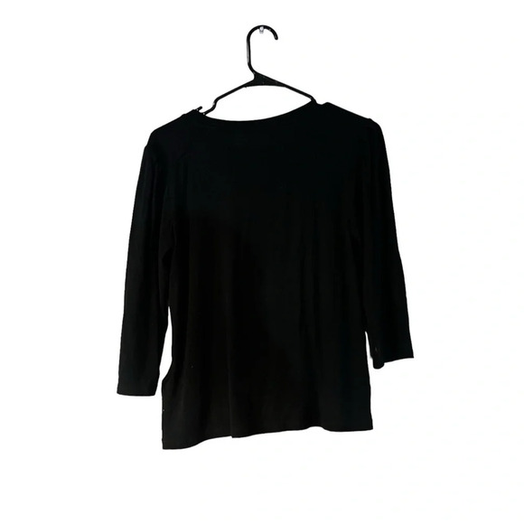 ba&sh Women's Black Round Neck 3/4 Sleeve Casual Blouse Size 2 - Picture 3 of 3